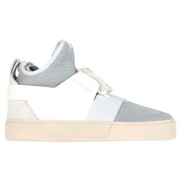 Balenciaga Sock Style High-Top Sneakers in Grey and White Polyester and Leather - Picture 1 of 12